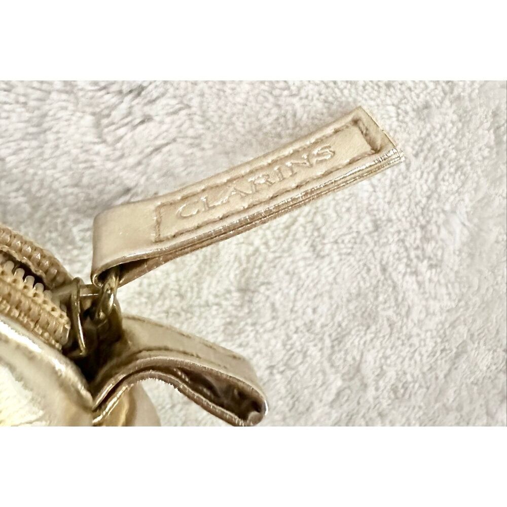 White gold Clarins cosmetic zip up bag - Picture 6 of 8